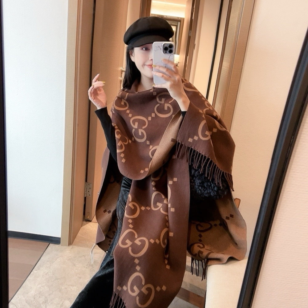 Gucci Cashmere Poncho Brown 120Cm