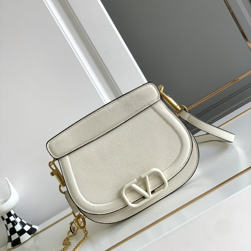 VALENTINO VSLING BAG IN GRAINED WHITE 22CM