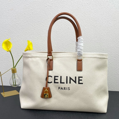 CELINE HORIZONTAL CABAS TOTE CANVAS BEIGE 33CM