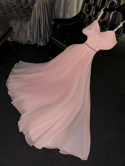 Light pink halter-neck fitted long ball gown/bridal dress R8731