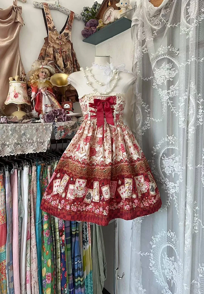 Red floral print strapless high-waisted short ball gown R7821
