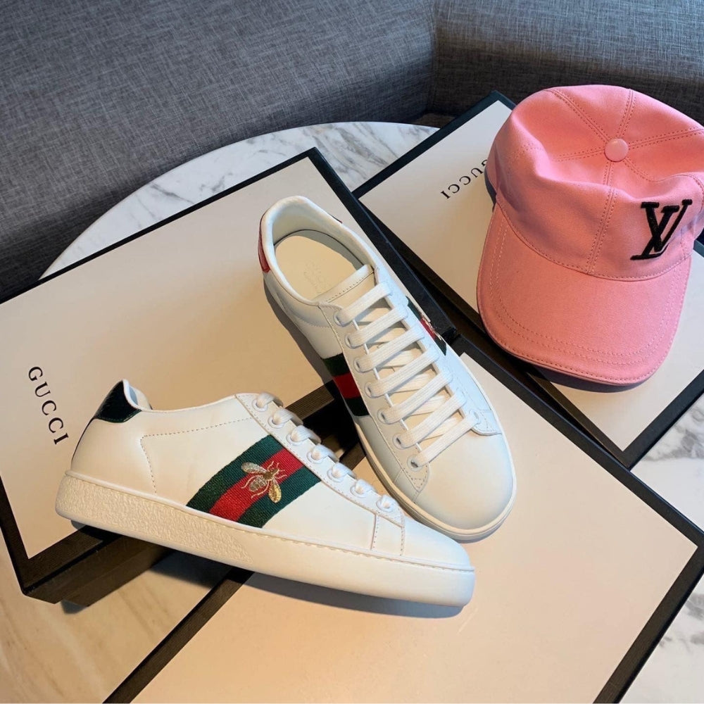 Gucci Ace Embroidered Sneaker Bee White 429446 02JP0 9064