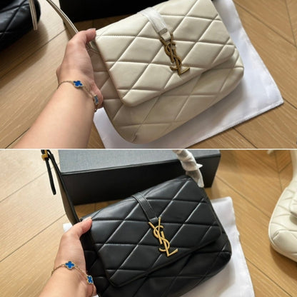 Saint Laurent Le 57 Quilted Leather Shoulder Bag Black 21Cm 698567AAAO01000