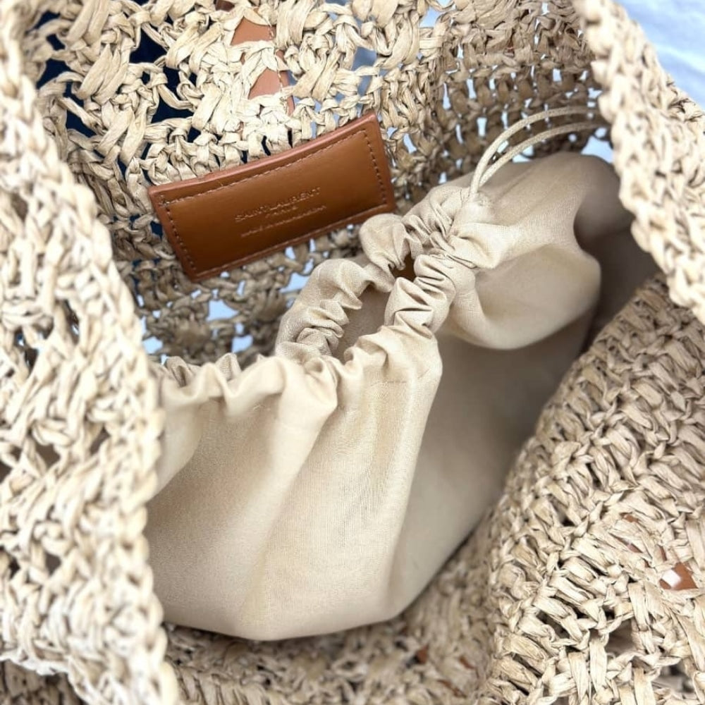Saint Laurent Panier Raffia Natural Brown 39Cm 688221 GAAAC 2080