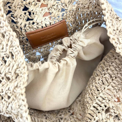 Saint Laurent Panier Raffia Natural Brown 39Cm 688221 GAAAC 2080