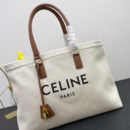 CELINE HORIZONTAL CABAS TOTE CANVAS BEIGE 33CM