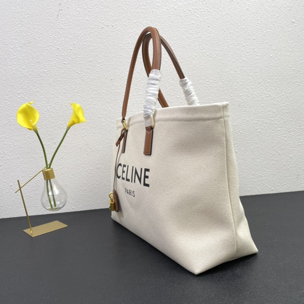 CELINE HORIZONTAL CABAS TOTE CANVAS BEIGE 33CM