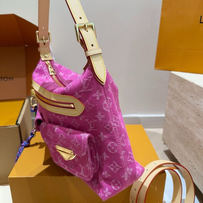 Louis Vuitton Baggy Fuchsia Denim 30Cm M28266