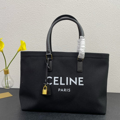 CELINE HORIZONTAL CABAS TOTE CANVAS BLACK 33CM