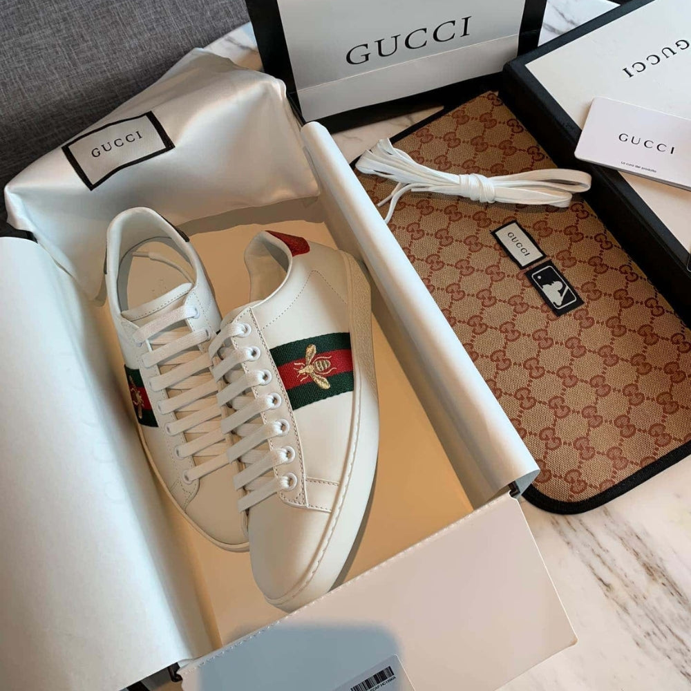 Gucci Ace Embroidered Sneaker Bee White 429446 02JP0 9064