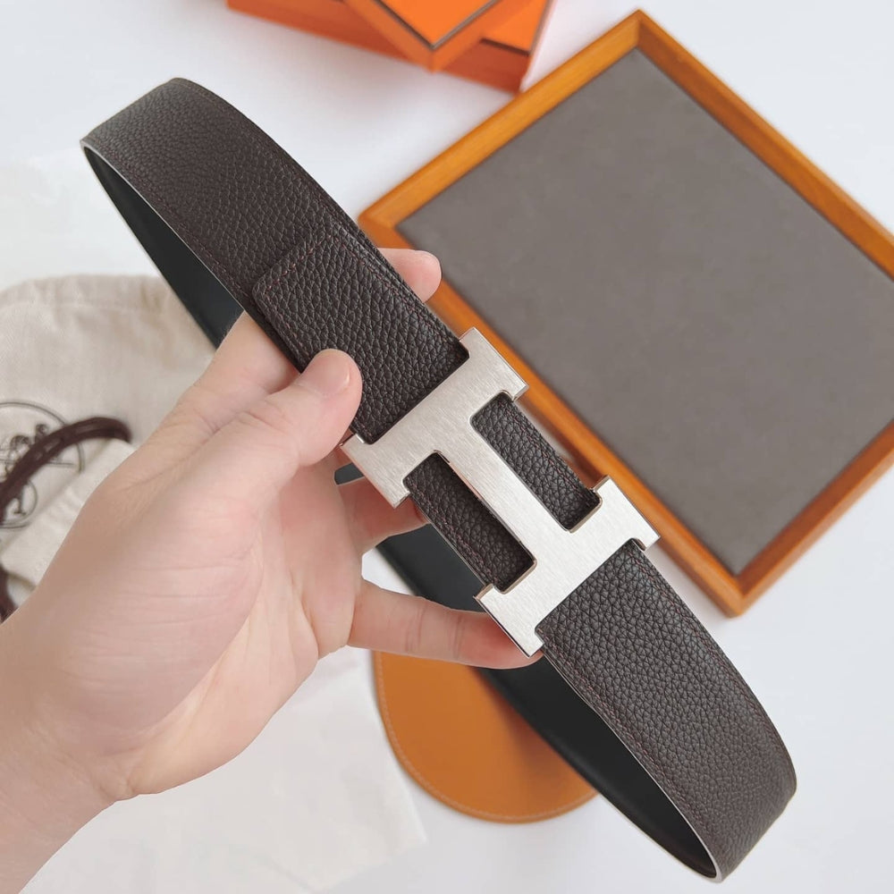 Hermes Belt Togo Swift Silver Buckle Brown 38Mm