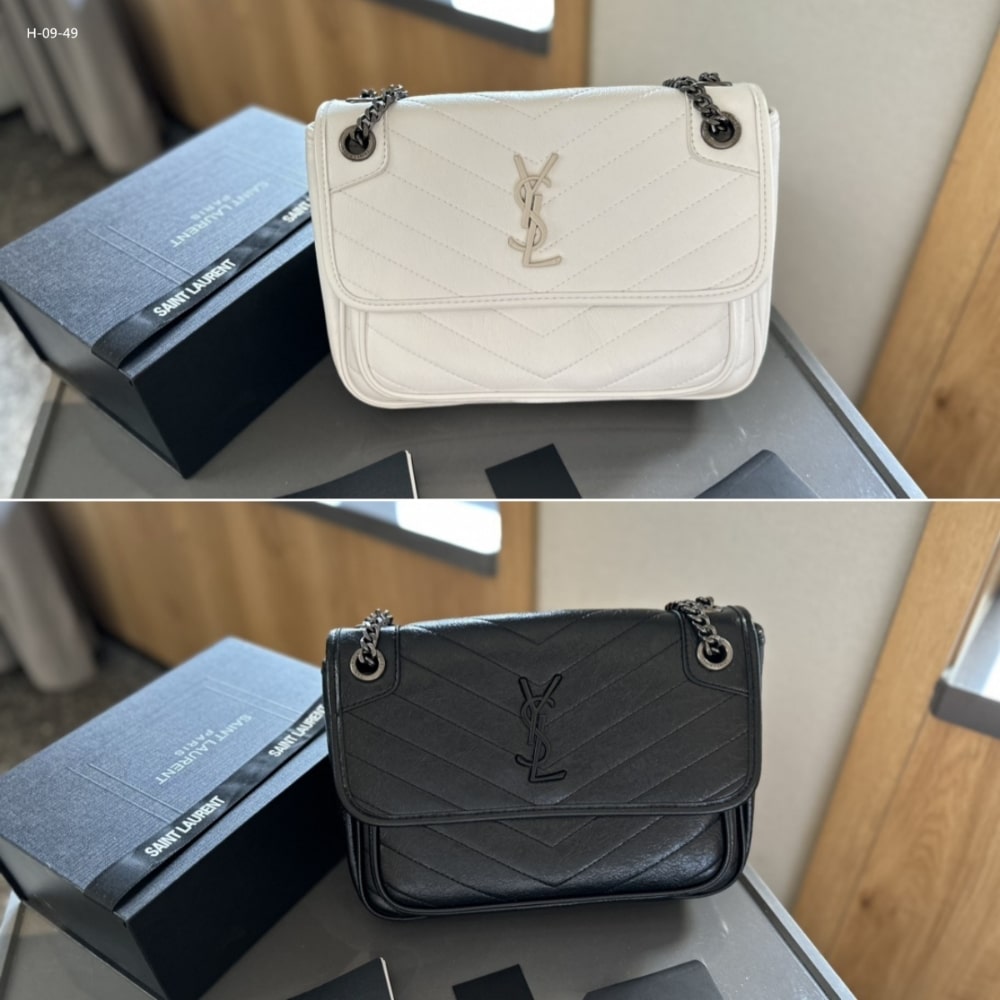 Saint Laurent Niki Medium In Vintage Leather White 28Cm