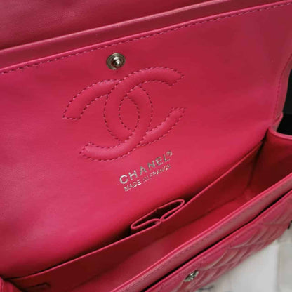Chanel Medium Classic Flap Silver Hardware Pink 25Cm