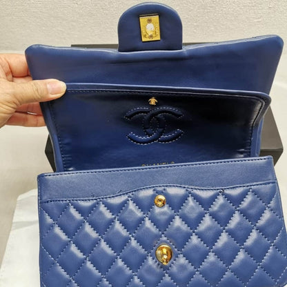 Chanel Classic Medium Flap Navy And Gold 25Cm