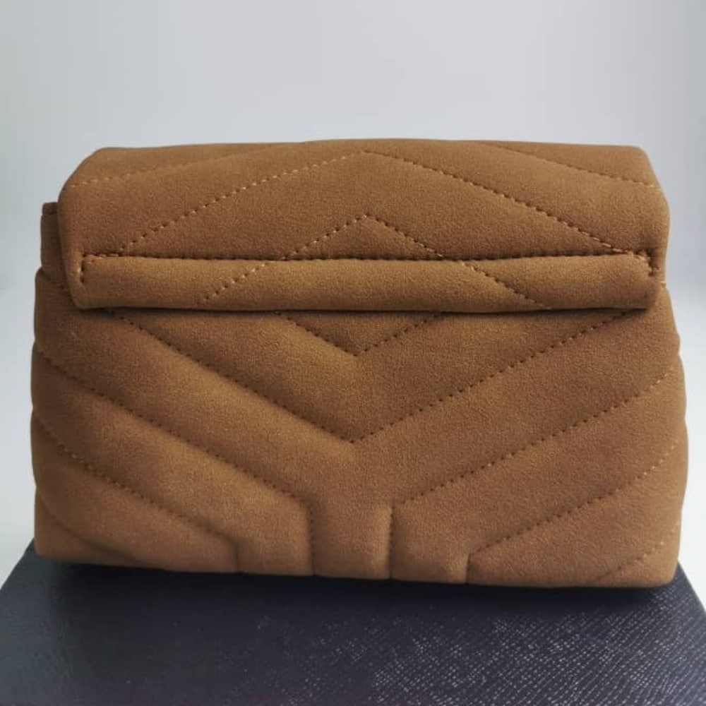 Saint Laurent Loulou Small Shoulder Bag In Suede Brown 22Cm