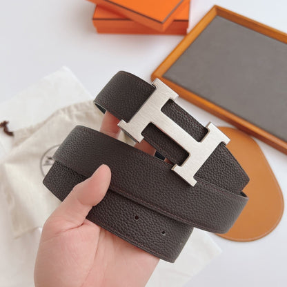 Hermes Belt Togo Swift Silver Buckle Brown 38Mm