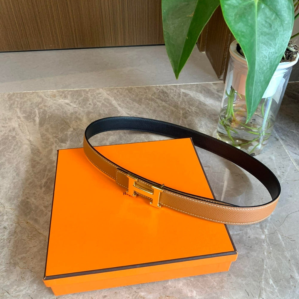 Hermes Mini H Belt Bucket And Reversible Leather Strap Black Brown 24Mm H079645CC06