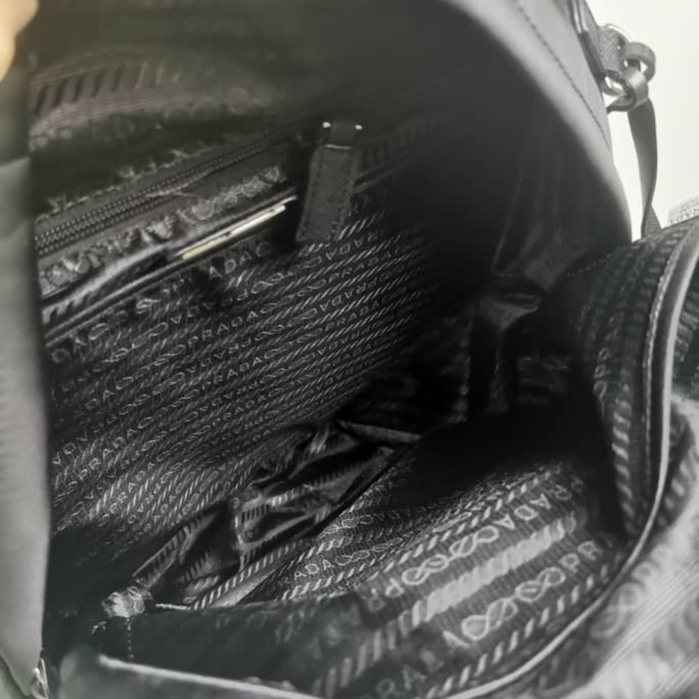 Prada Re Nylon And Saffiano Leather Backpack Black 43Cm 2VZ048 2DMG F0002