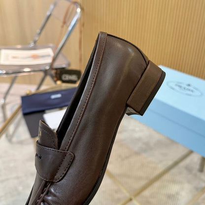 Prada Leather Loafers Dark Brown