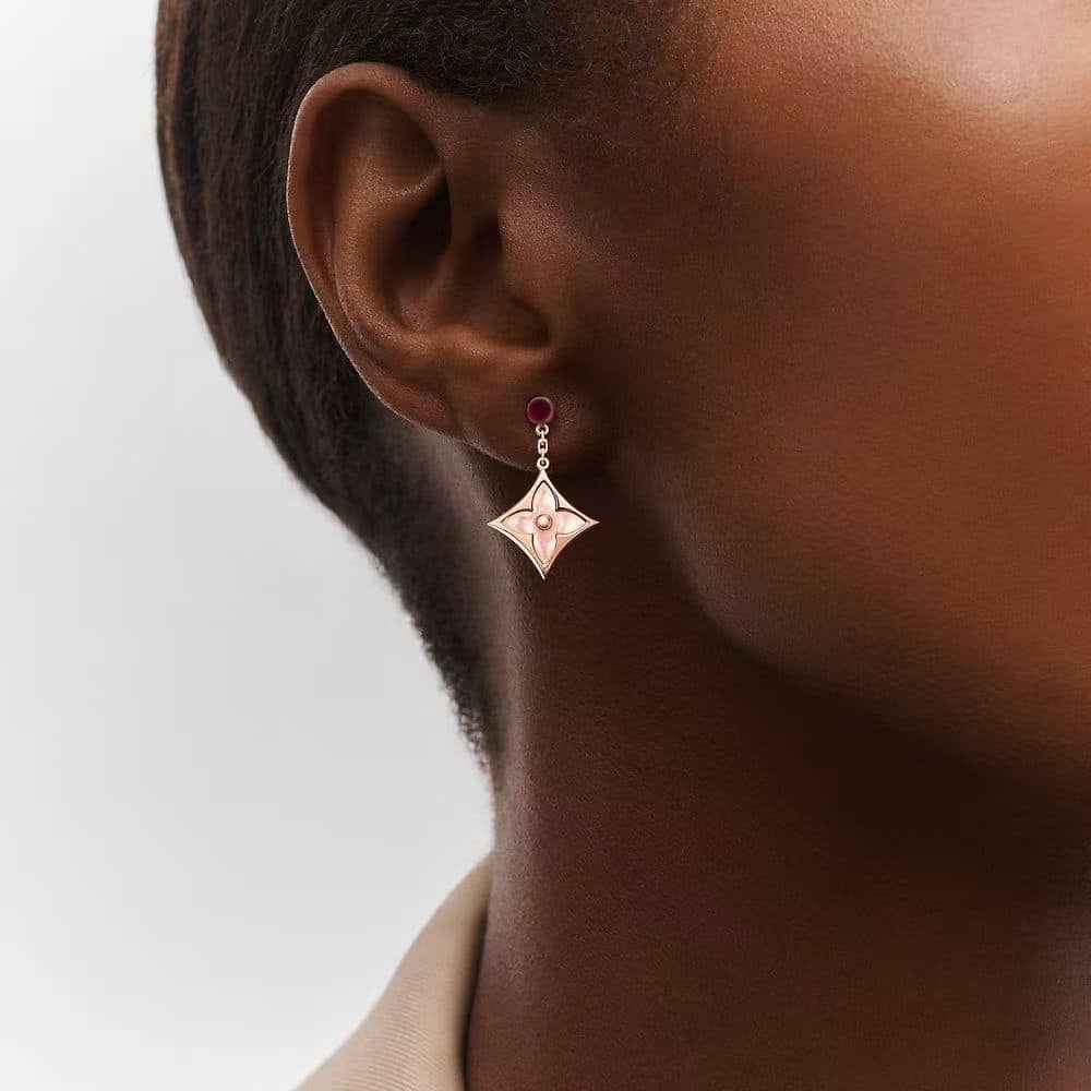 LOUIS VUITTON COLOR BLOSSOM BB STAR EARRINGS RED GOLD