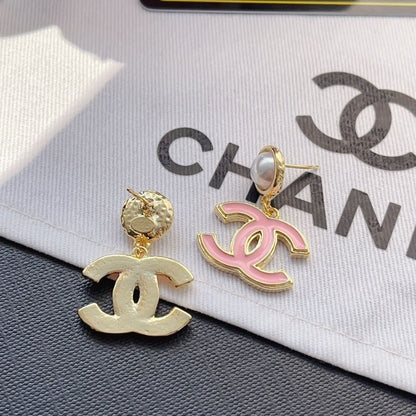 CHANEL PENDANT EARRINGS PEARLY WHITE AND PINK ABF397 B19975 NAFTT