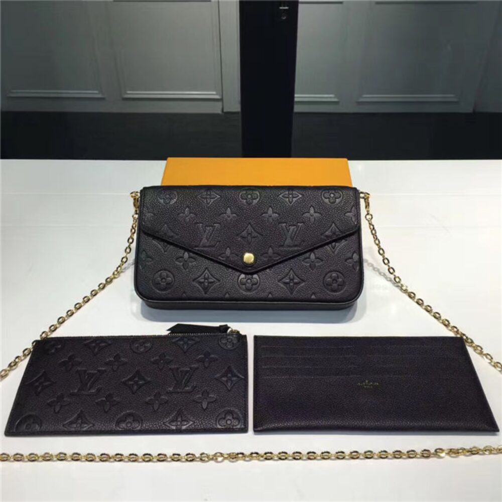 Louis Vuitton Félicie Pochette Monogram Empreinte Black 21Cm M82477