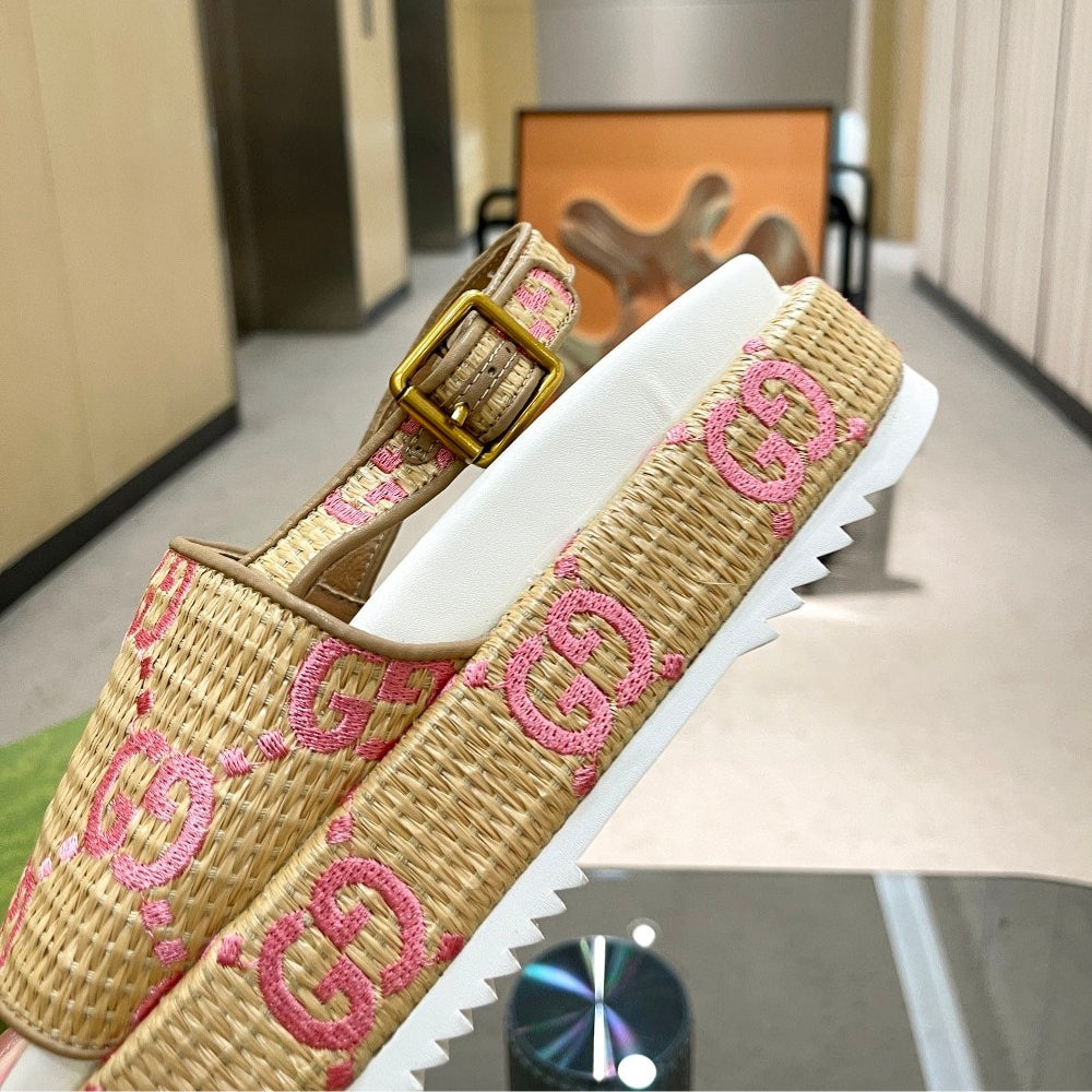 Gucci GG Platform Sandals Beige Pink