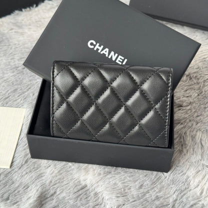 Chanel Classic Card Holder With Gold Hardware Black 11Cm