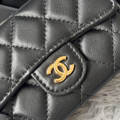 Chanel Classic Card Holder With Gold Hardware Black 11Cm