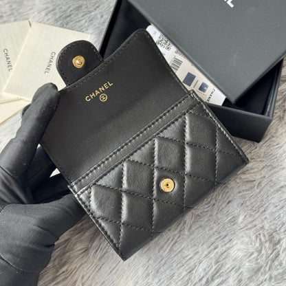 Chanel Classic Card Holder With Gold Hardware Black 11Cm