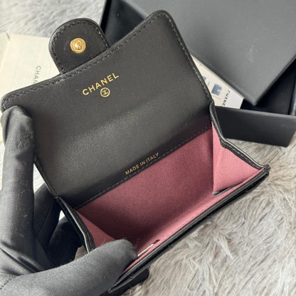 Chanel Classic Card Holder With Gold Hardware Black 11Cm