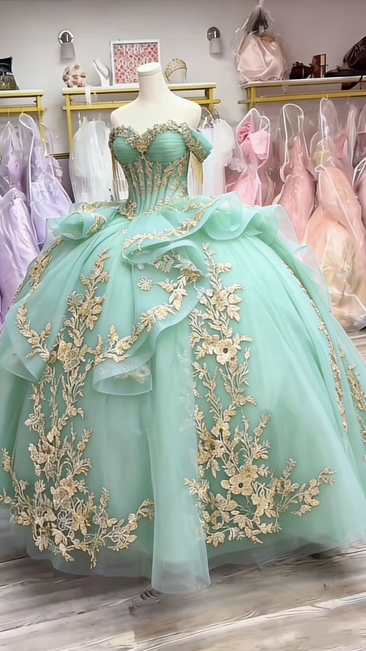 Vintage Navy Blue Ball Gown Off The Shoulder Tulle Appliques Formal Quinceanera Dress SP747