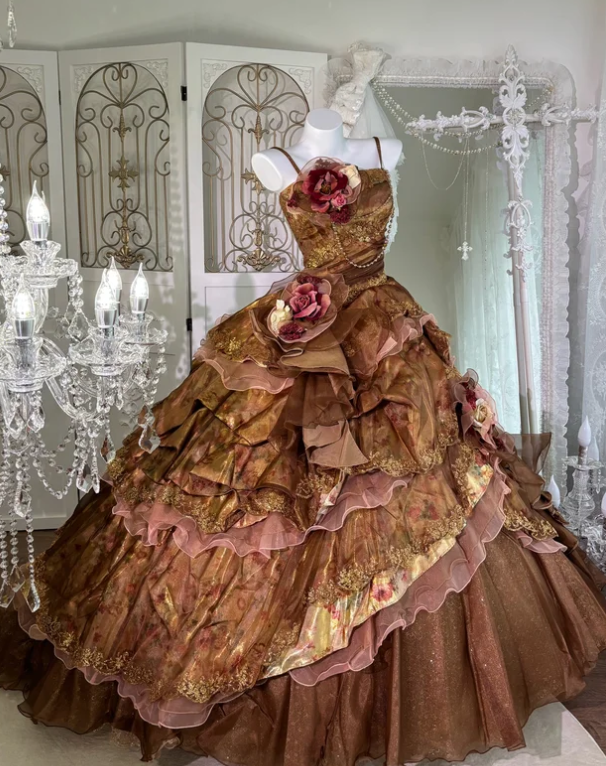 Ball Gown Brown Prom Party Dress Sweet 16 Birthday Dress