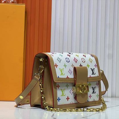 LOUIS VUITTON X MURAKAMI DAUPHINE SOFT GM MONOGRAM CANVAS WHITE 25CM M13255