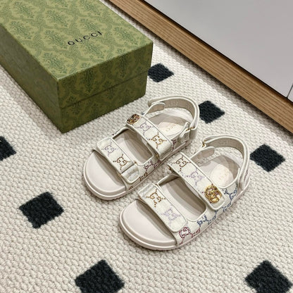 Gucci Moritz GG Monogram Sandals Beige Ebony 771575 G1730 9755