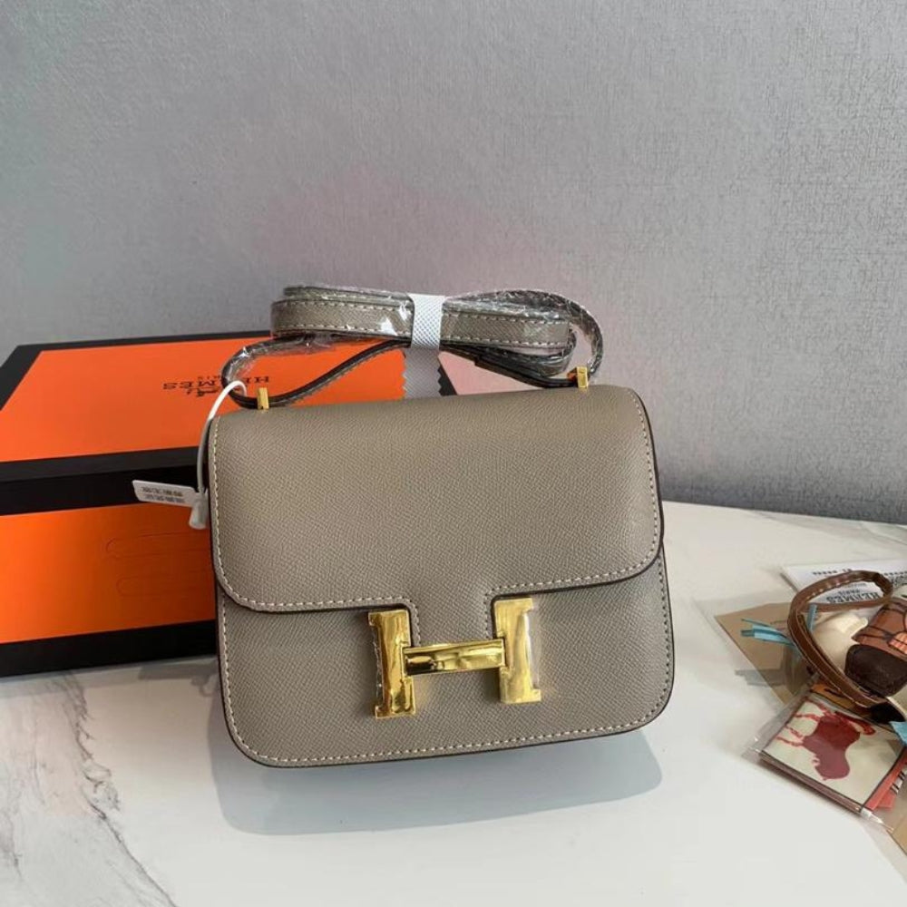 Hermes Constance Epsom CK18 Etoupe Rose Gold Hardware 18Cm