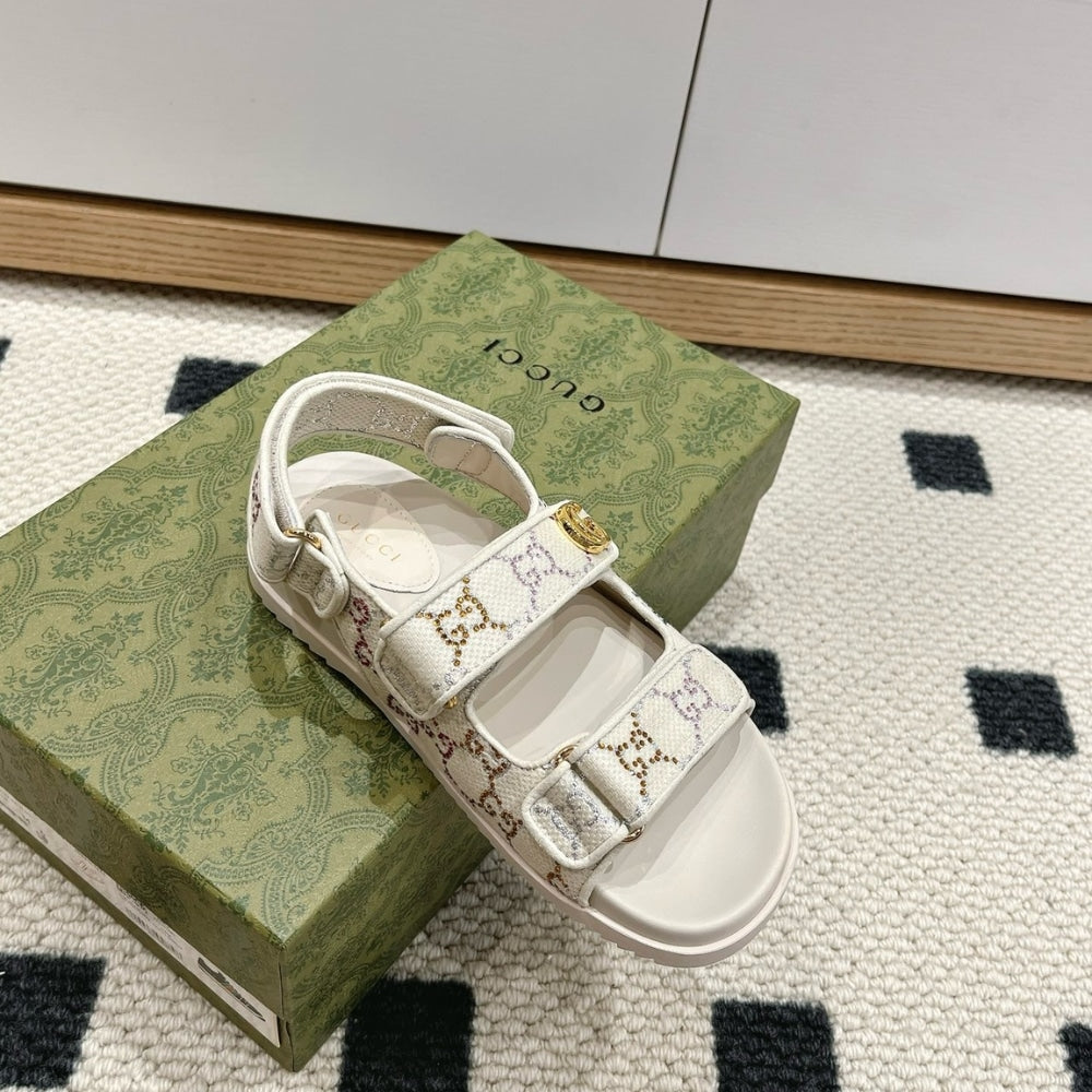 GUCCI MORITZ GG MONOGRAM SANDALS BEIGE EBONY 771575 G1730 9755
