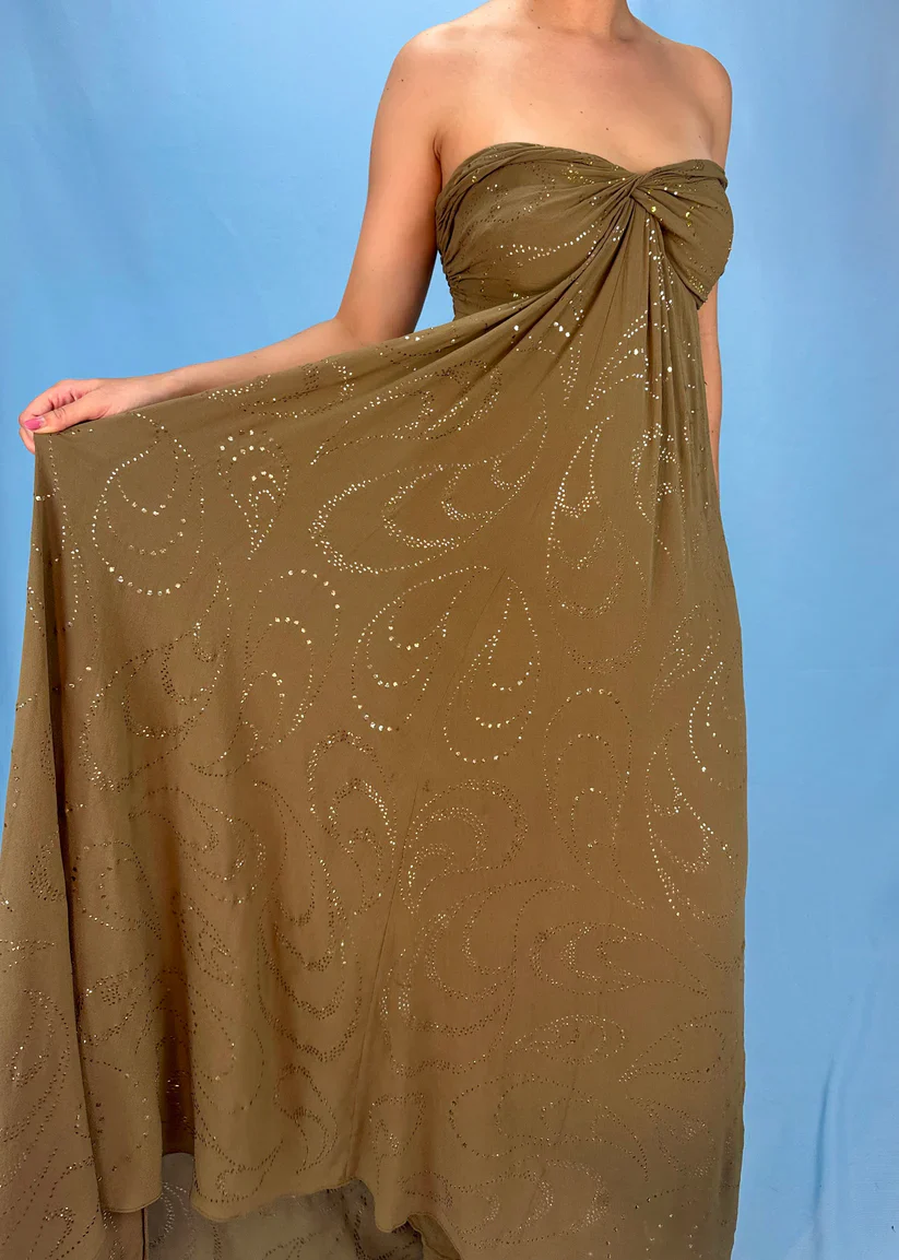 Vintage Matcha Green Strapless Satin Sequin Mermaid Evening Dress Long Birthday Party Gown
