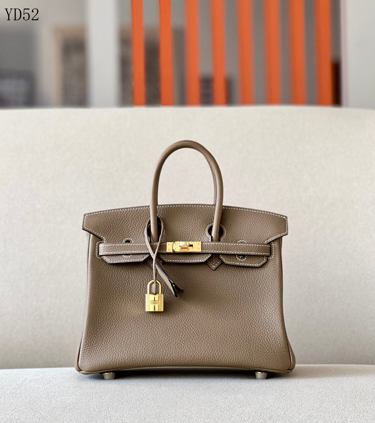 H BIRKIN 25 TOGO ETOUPE  GOLD HARDWARE 25CM