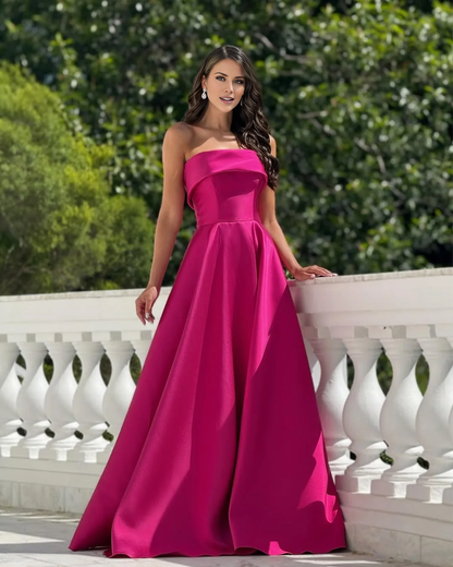 A-line off shoulder rolled edge ball gown