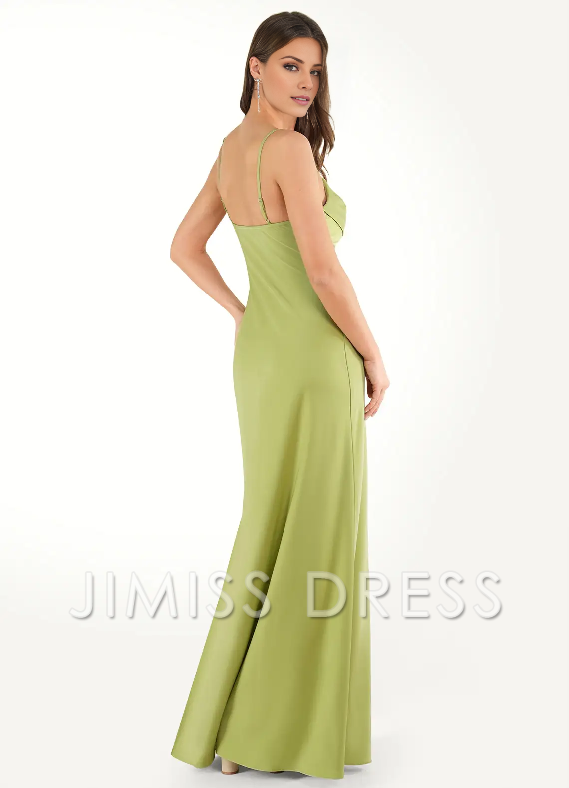 asymmetrical neckline backless side slit and floor length Prom dress