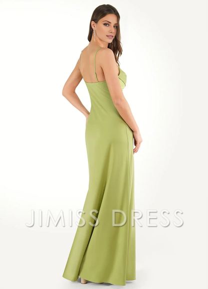 asymmetrical neckline backless side slit and floor length Prom dress