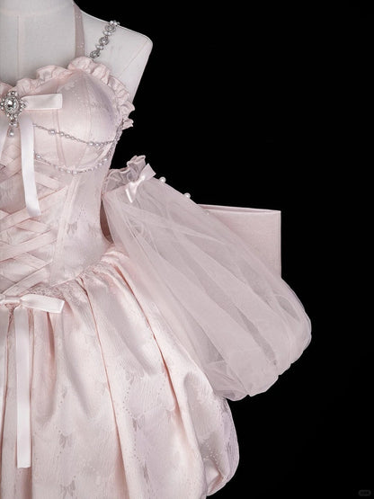 Girlhomeshops-Pink sweetheart neckline fashion chiffon satin short homecoming dress birthday dress gh5343