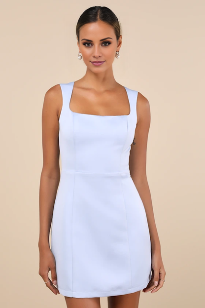 A-line square neckline sleeveless backless short Homecoming dress