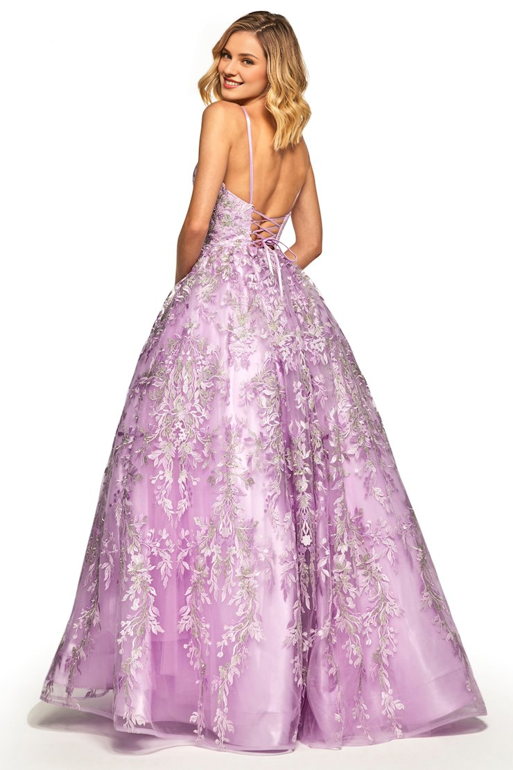 A-line V-neck sheer lace applique thin shoulder strap and floor length evening dress
