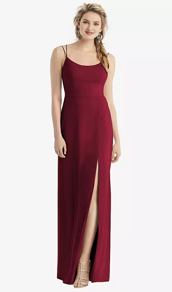 Side slit back shoulder strap with extra long Prom dress