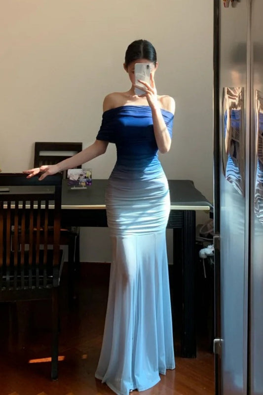 Blue Gradient Party Dress Vacation Dress Long Elegant Prom Dress Graduation Dress Formal Dress gh6631