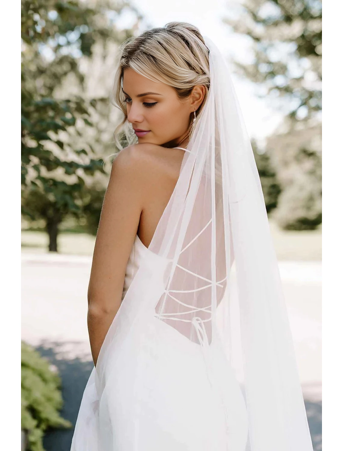- Single layer minimalist/classic style wedding veil church veil solid color 110.24 inch (280 cm) sheer dress leaving a deep impression on 2026