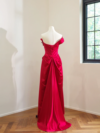 Red off-the-shoulder fitted long ball gown/bridal dress R8479