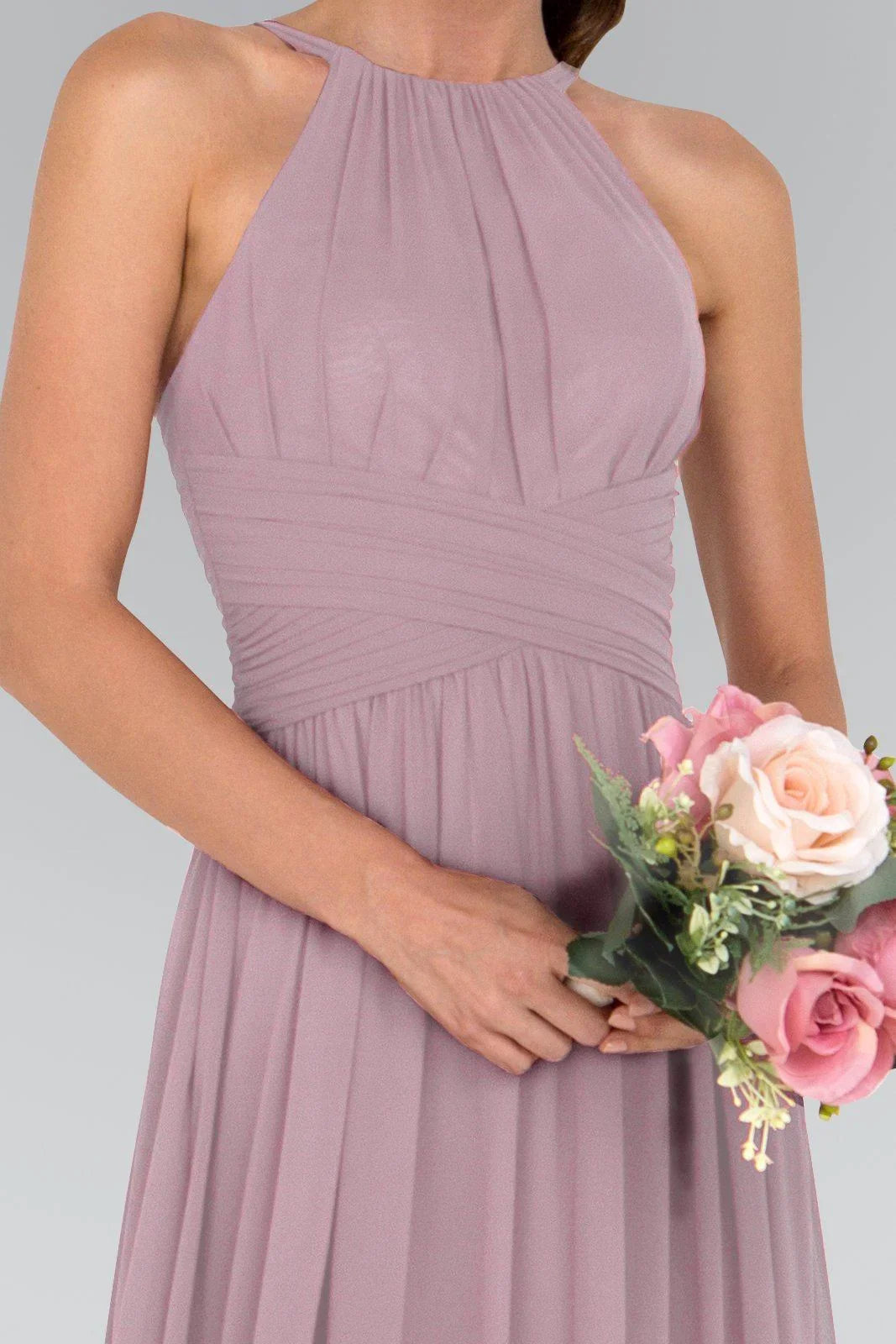 Versatile pleated chiffon long dress